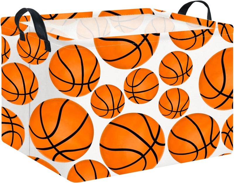 CLOCOR Rectangular Basketball Print Storage Basket Empty,Gift Basket,Books Box,Room Decor(Basketball) - Image 1